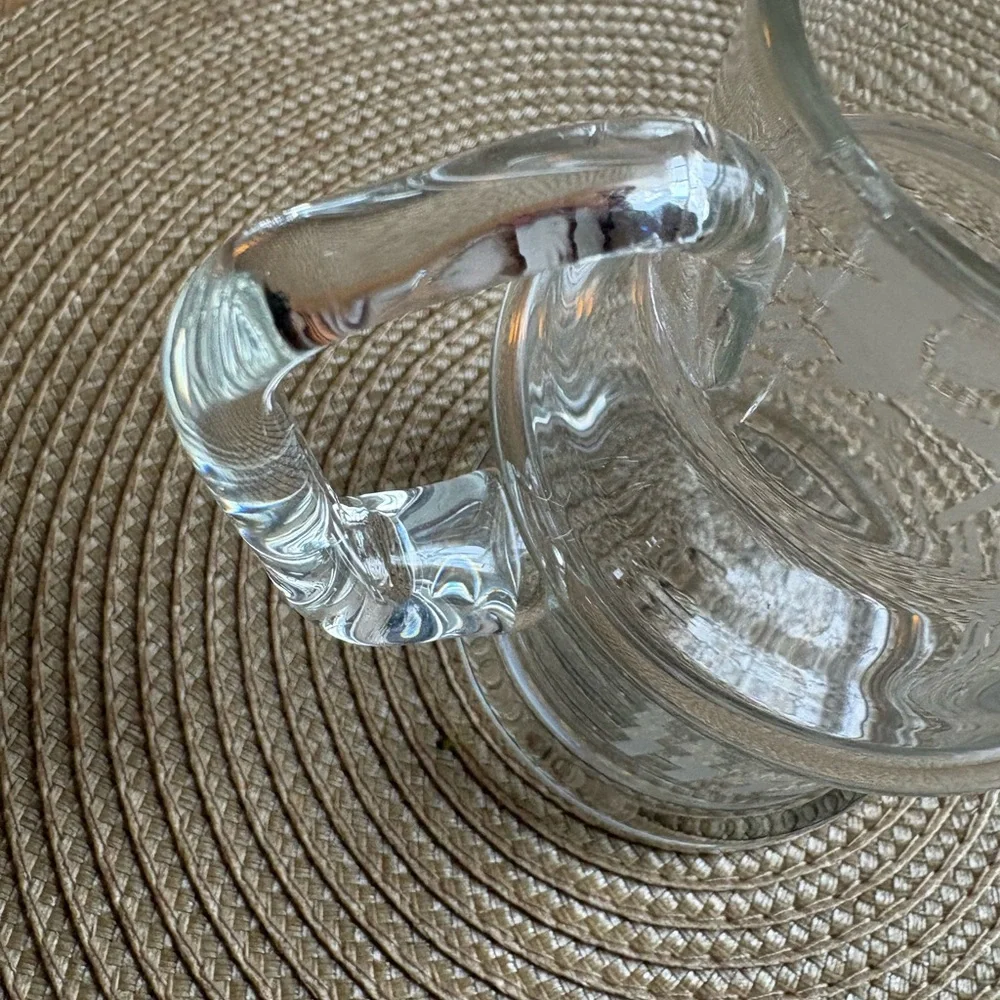 1776 Bicentennial Vintage Clear Glass Creamer Etched & Cut Flag Eagle EUC